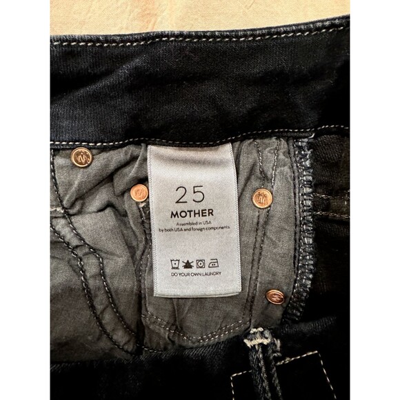 MOTHER Denim High Waisted Looker Jeans Coffee Tea or Me Dark Wash Size 25 Black - Picture 6 of 13